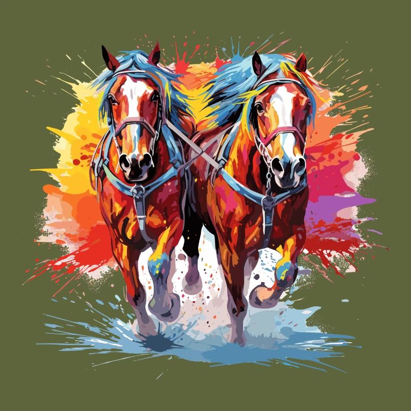 Draught horses, carriage