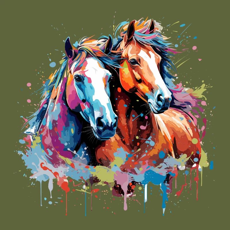 Chevaux aquarelle