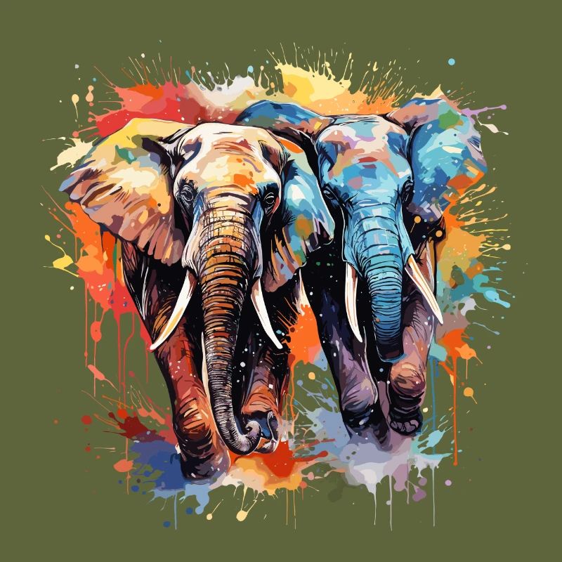 Elefanten in Farbe mit Spritzer