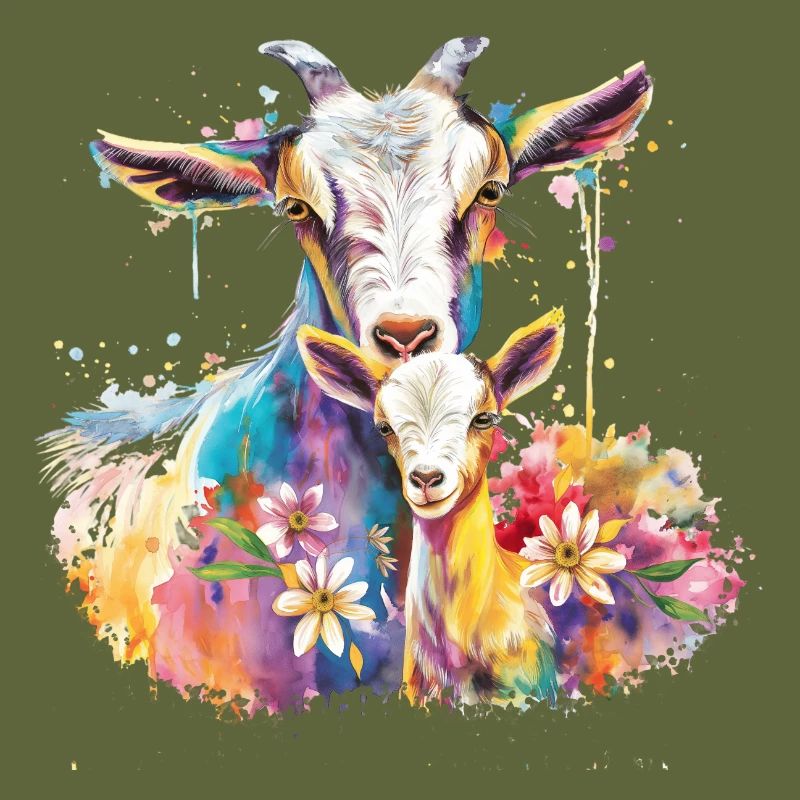 Ziege mit ihrem Kalb