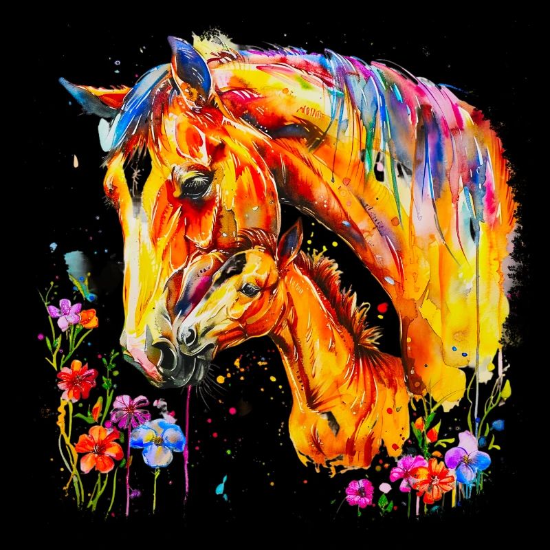 Pferd mit seinem Fohlen