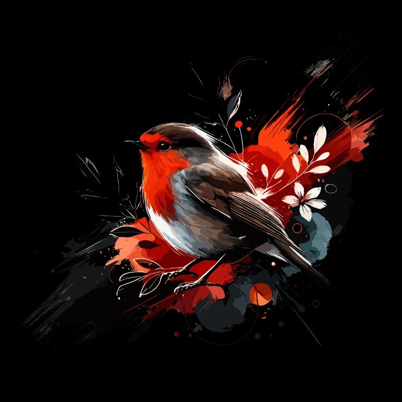 Buntes Aquarell Rotkehlchen