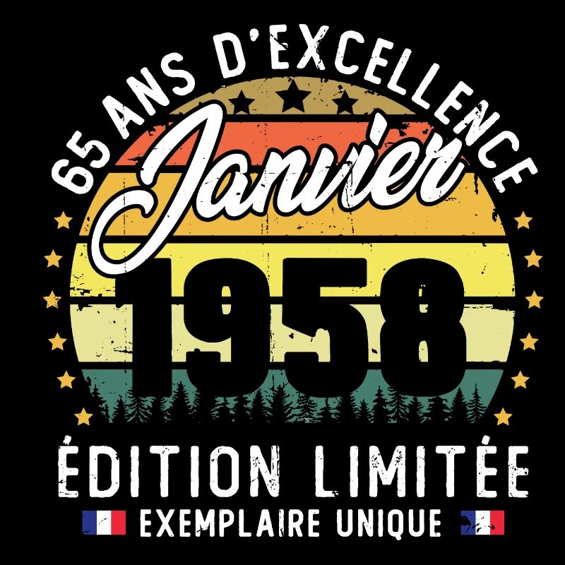 Vintage Cadeau Anniversaire 65 Ans Janvier 1958