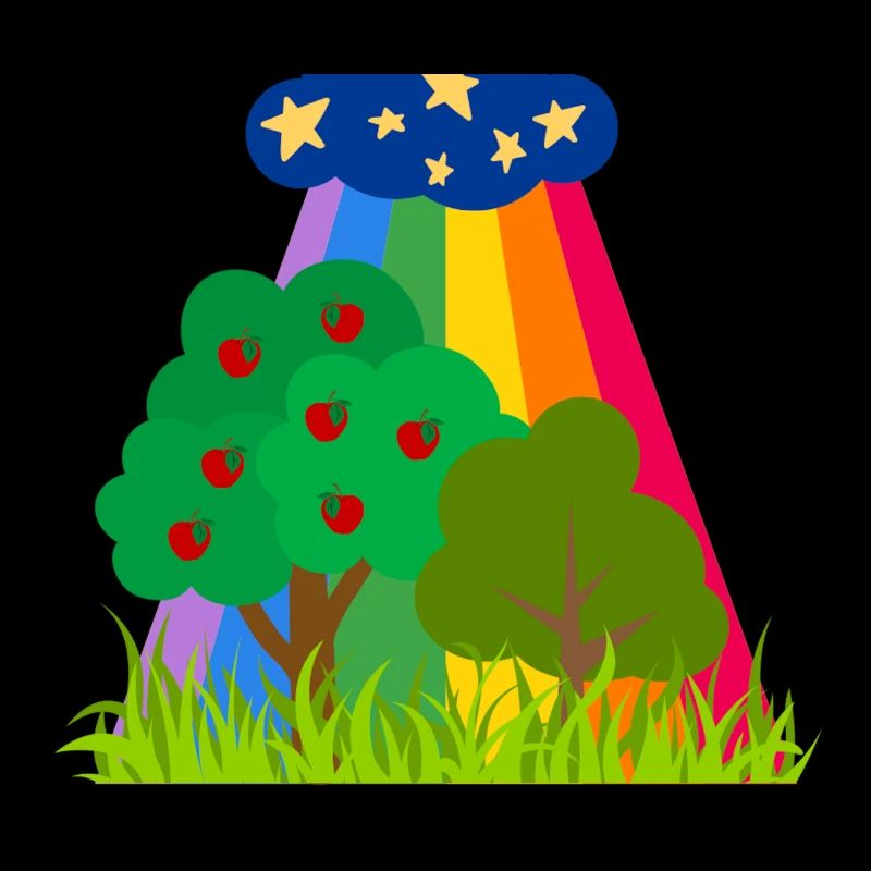 Clouds and Rainbow Trees