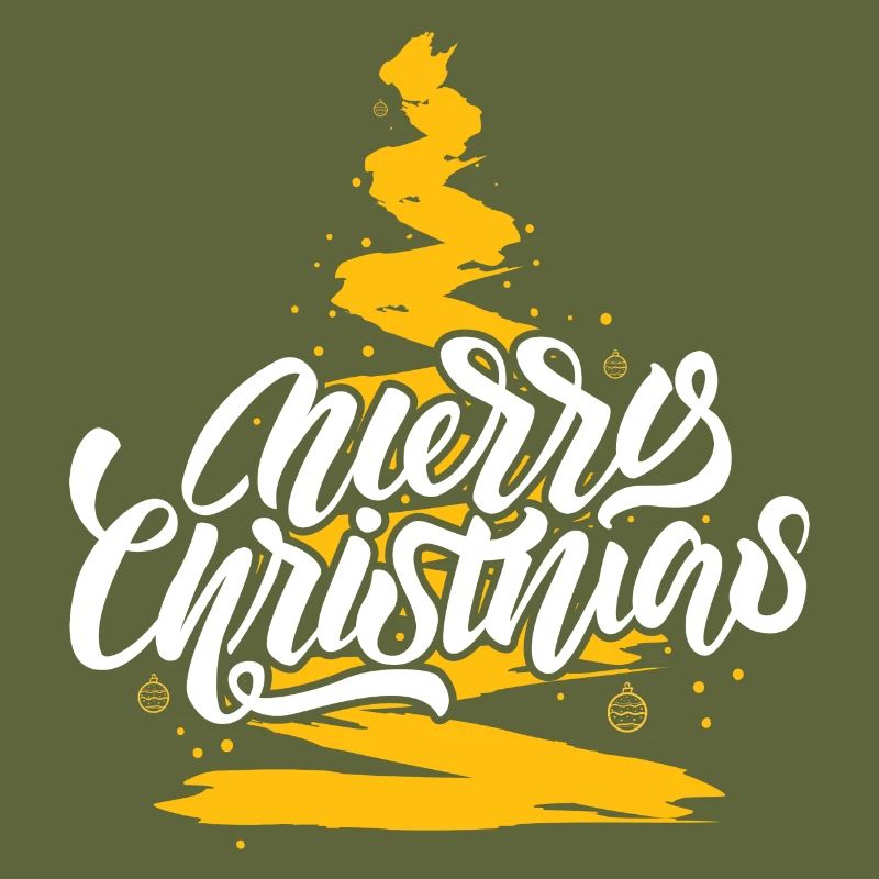 Merry Christmas Script on Gold Tree