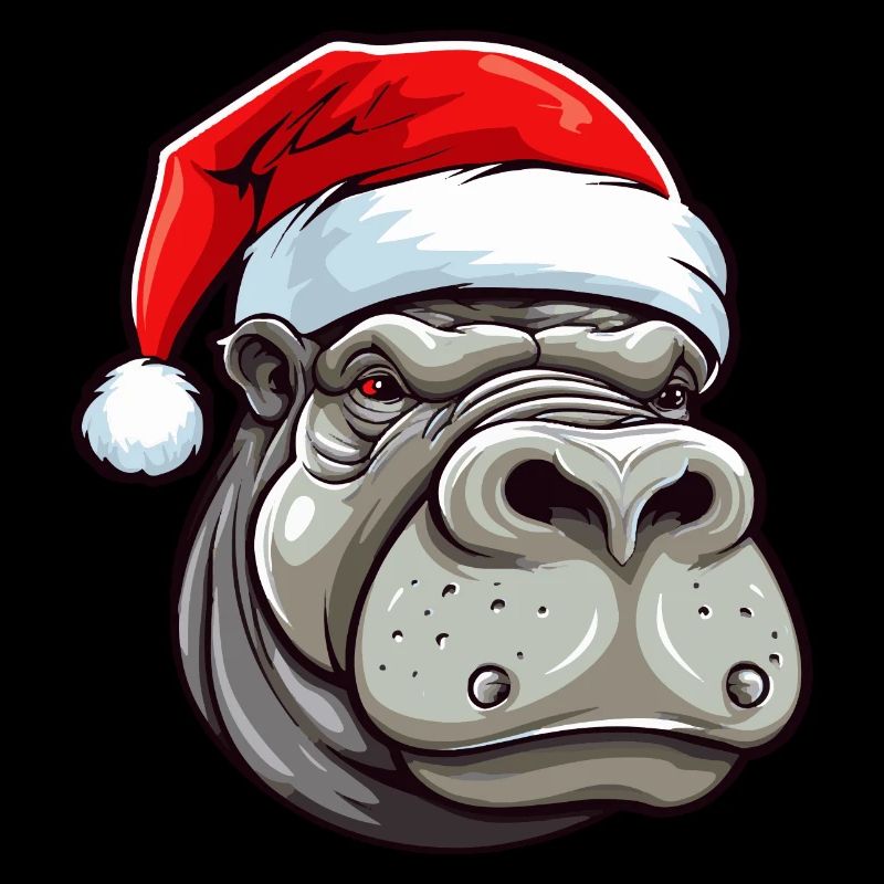 Tête d’animal de Noël hippopotame
