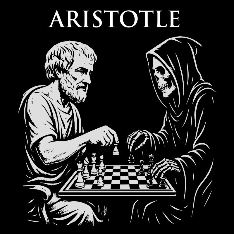 Aristotle and Grim Raper Chess Illustration