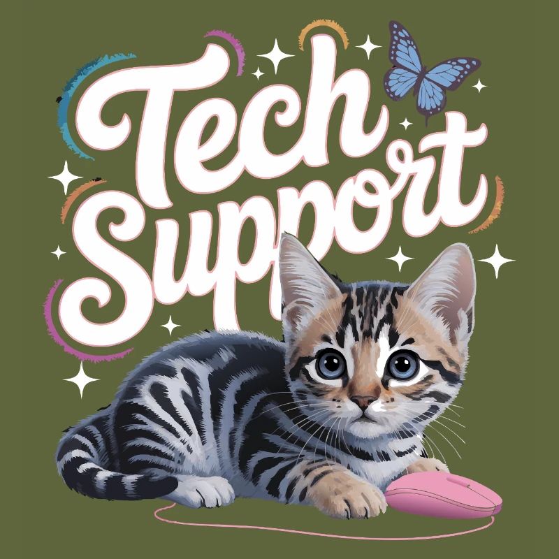 Support technique amusant, chat mignon, informatique ironique
