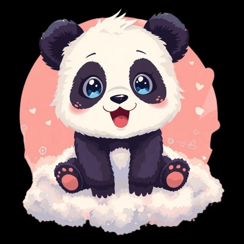 Cuddly Panda on Pink Cloud