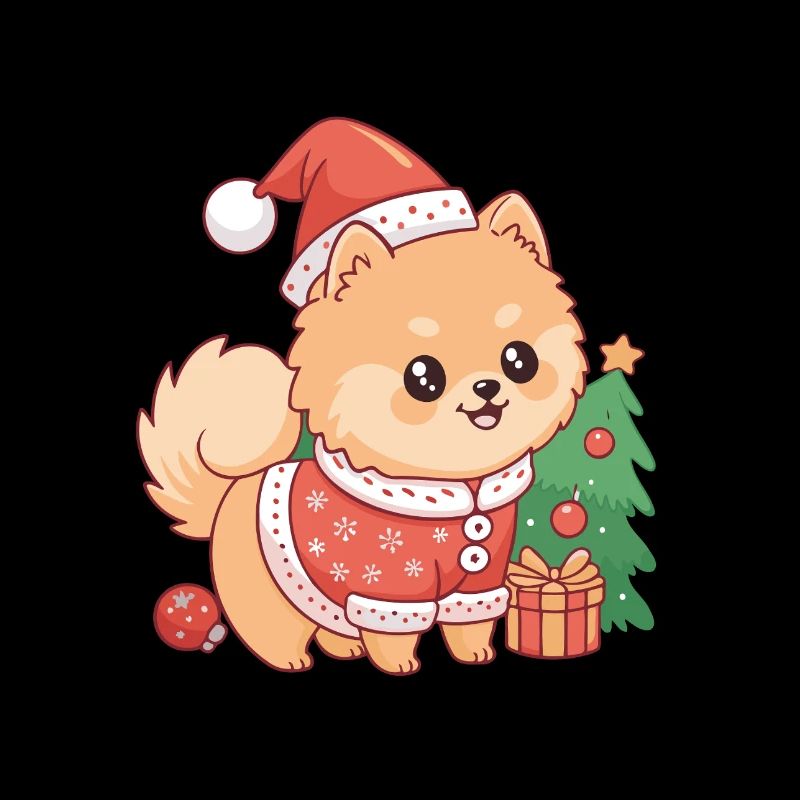 Chien Noël kawaii en pull