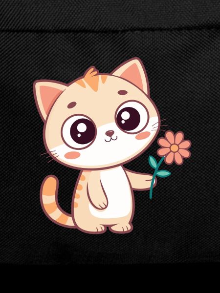 Kawaii cat and pastel flower