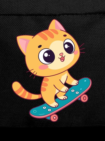 Kawaii kitten on skateboard