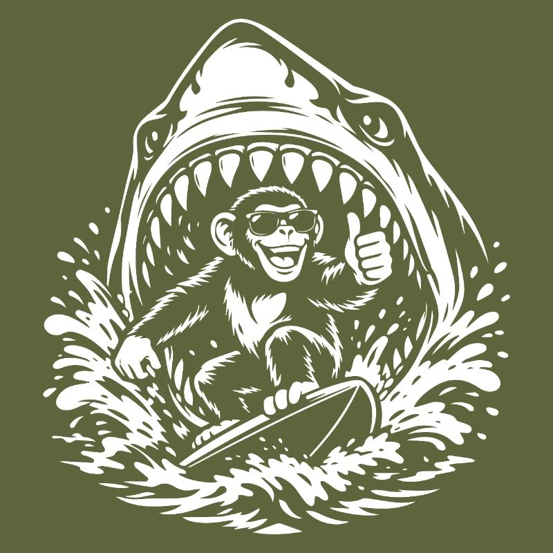 Singe Surfeur dans Shark Wave