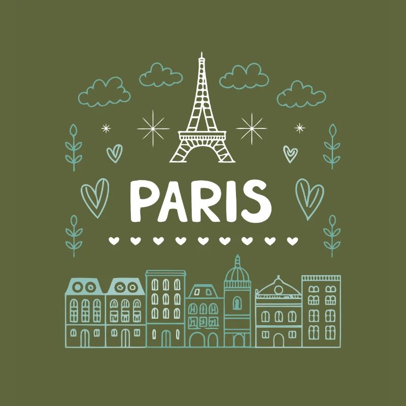 Doodle Paris Tour Eiffel Cœurs