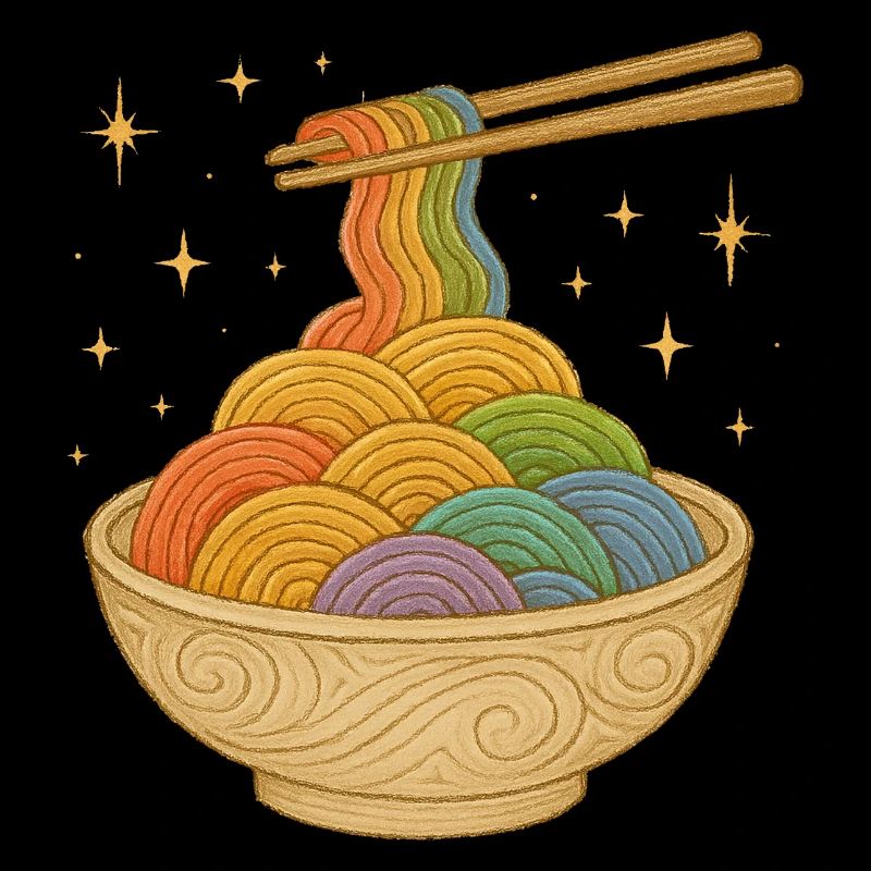 Rainbow Noodle Bowl Illustration