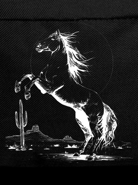 Haloed Rearing Horse in Desert