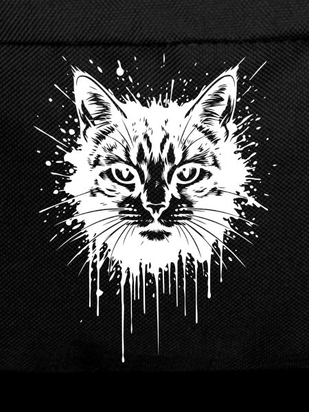 Cat Head Splash Tattoo White