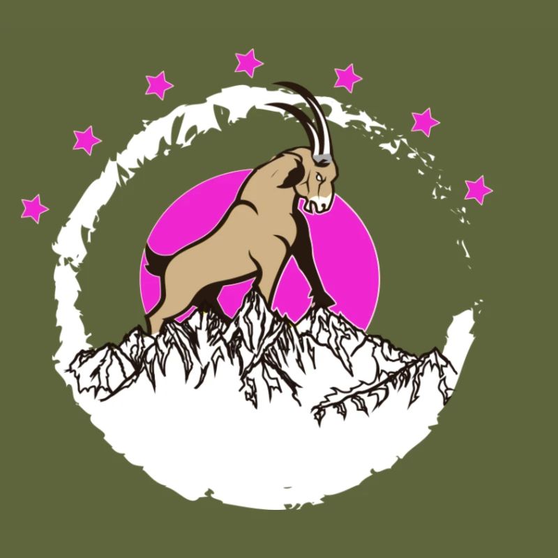 Boule sommitaire devant le Capricorne de la lune rose