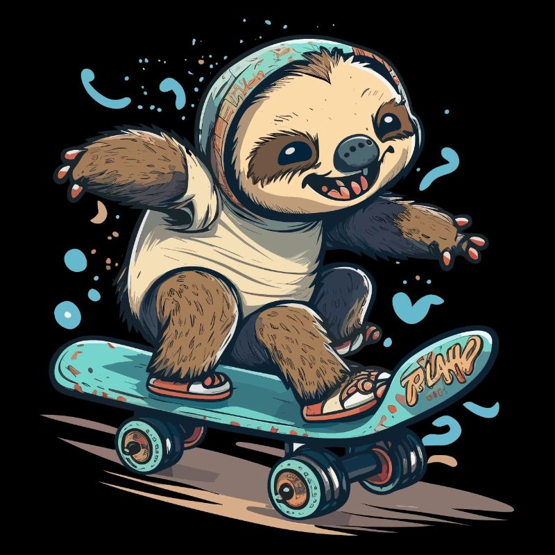 Faultier Skateboarder
