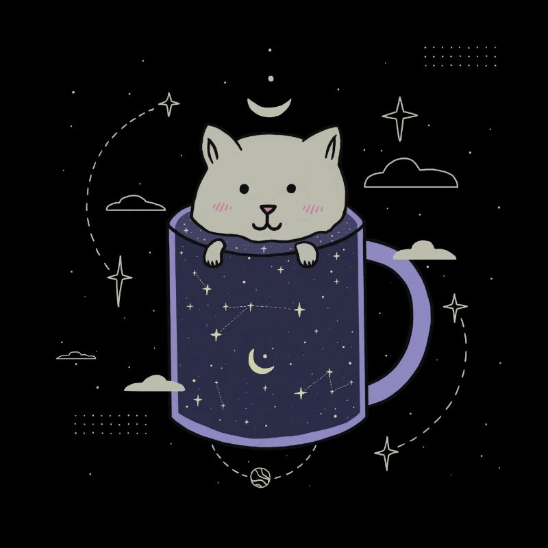 Katze in einer Galaxy Tasse
