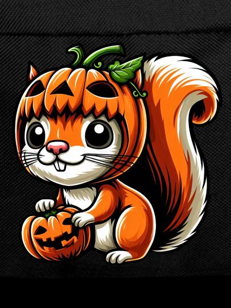 Cute Halloween Squirrel Pumpkin Cartoon