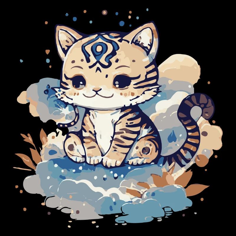 Little baby cat on clouds.