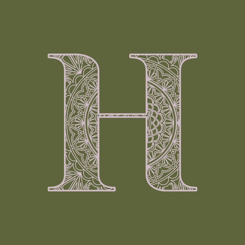 Mandala Monogram Initial in Dusky Pink - Letter H