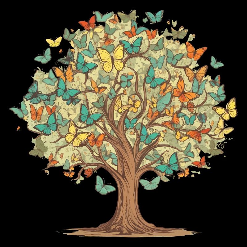 Butterfly Tree Nature Predator Insect