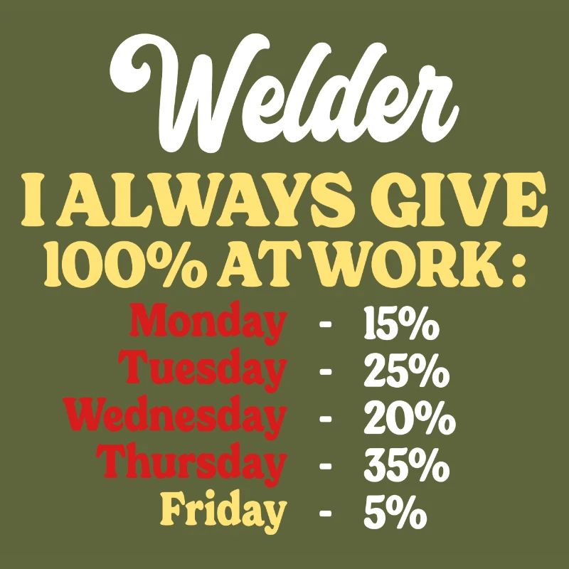 100% At Work Funny Welder Quote