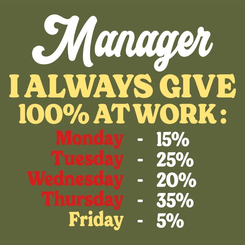 100% At Work Funny Manager Quote
