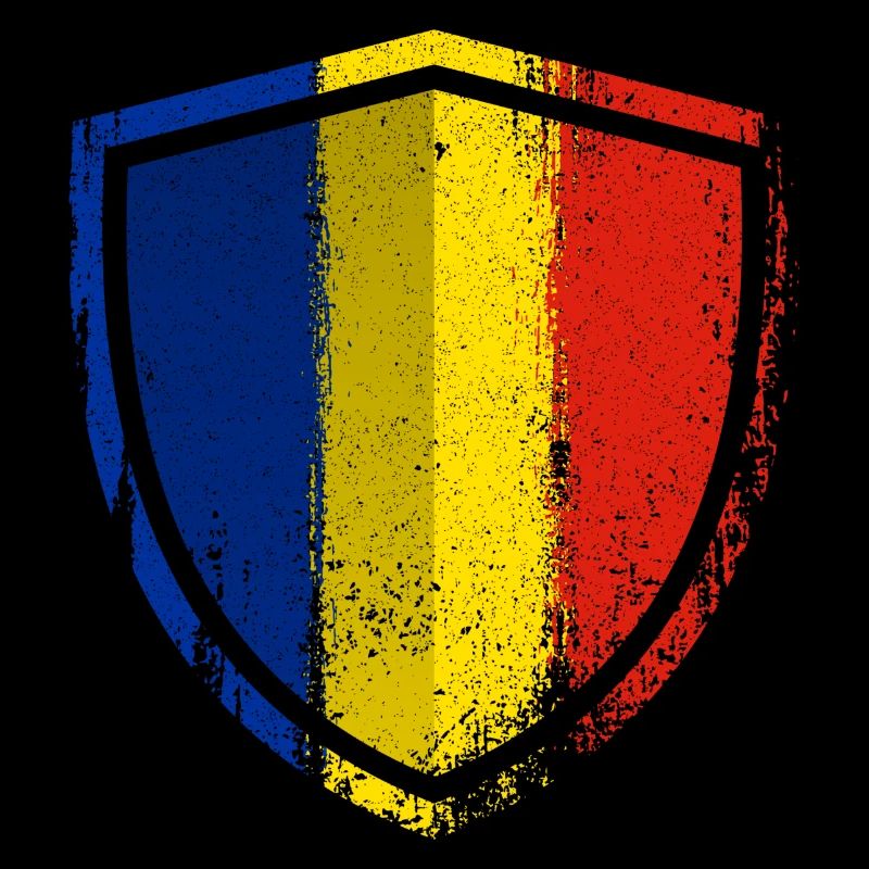 Distressed Blue Yellow Red Shield