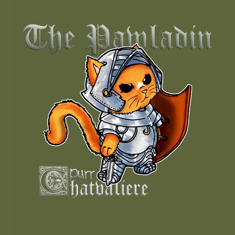 Mignon chat paladin chevalier avec épée