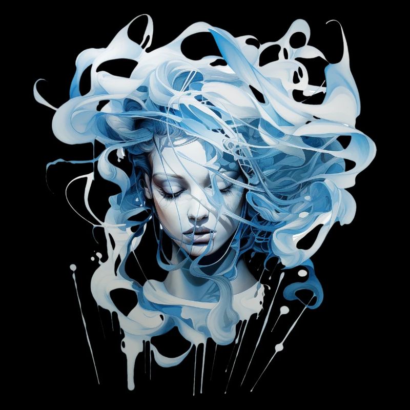 Kunstgemälde "Bläuliche Frau" - Druck Design
