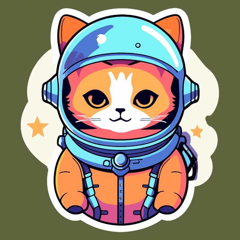 Cat Astronaut Illustration