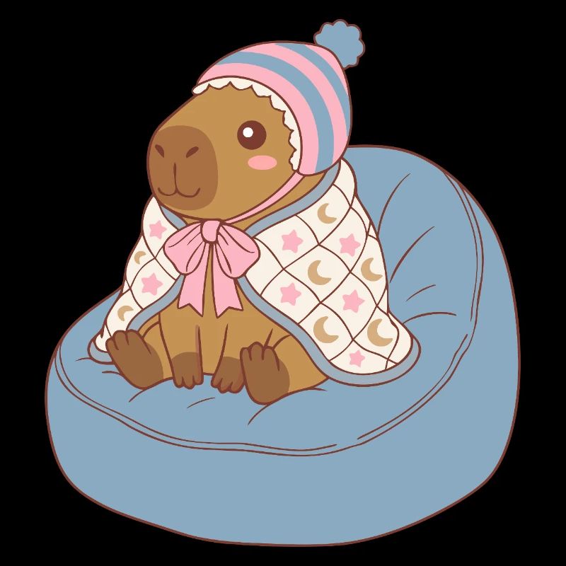 Cuddle Capybara Moonstar Blanket - Kawaii Design