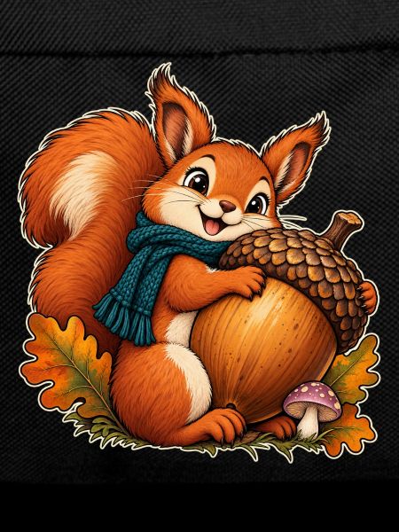 Eichhörnchen mit einer riesigen Eichel