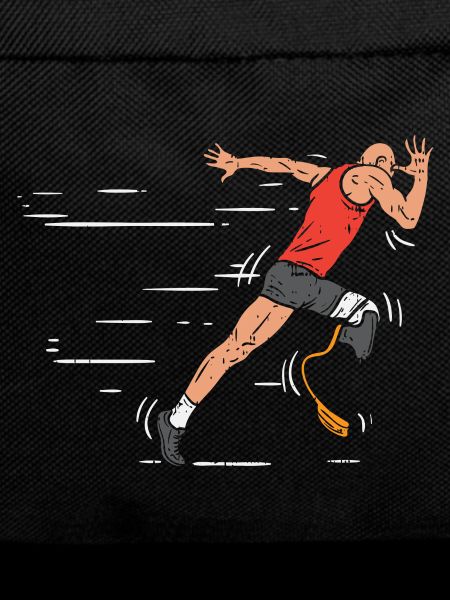Legless runner - amputated prosthesis