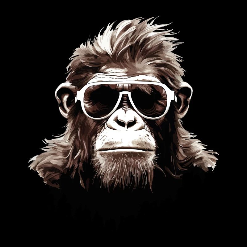 Monkey Sunglasses Cool Chimpanzee Gorilla Art