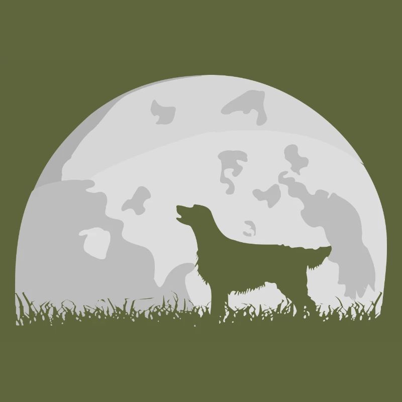 Flat Coated Retriever full moon