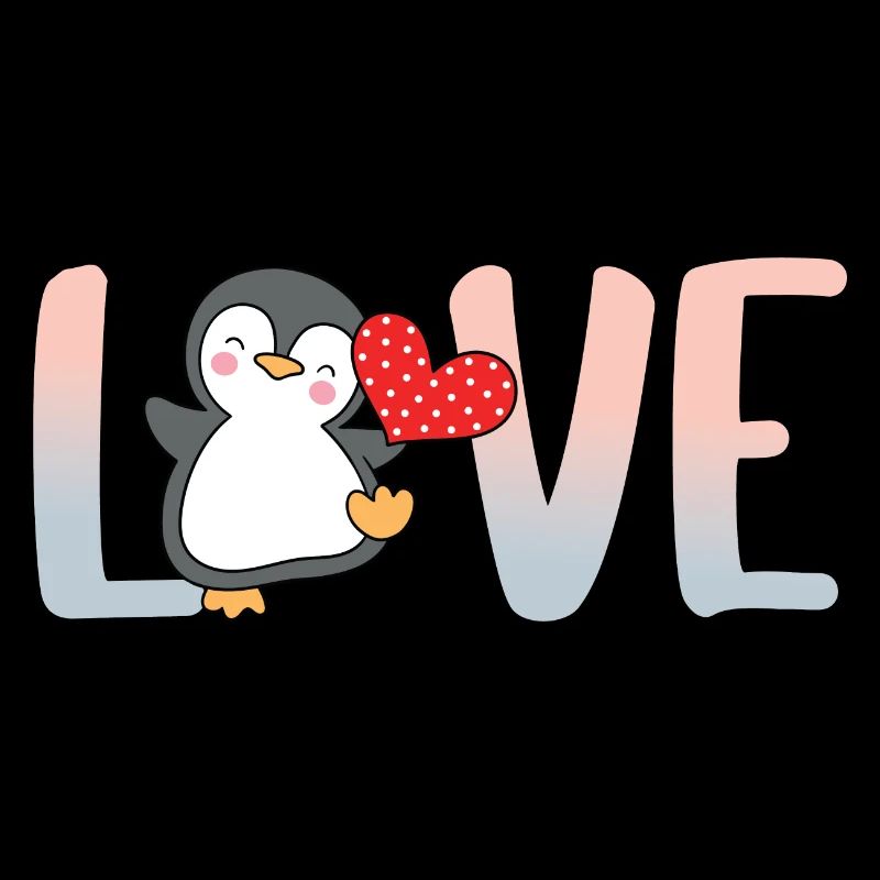 Pinguin Valentinstag Herz Liebe Geschenkidee
