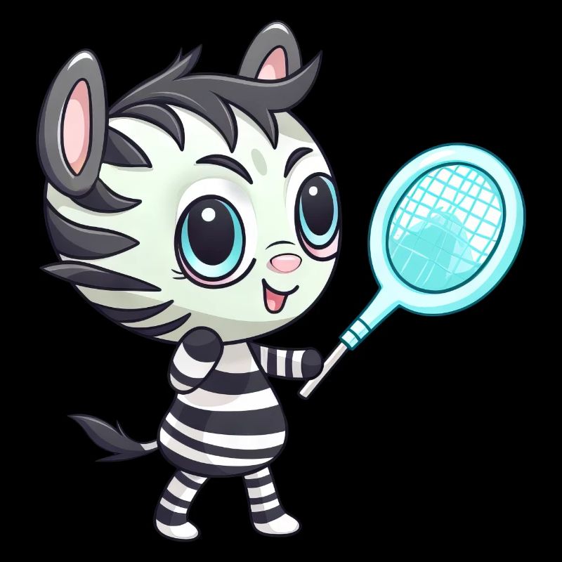 Zebra plays tennis and badminton, athletic tie