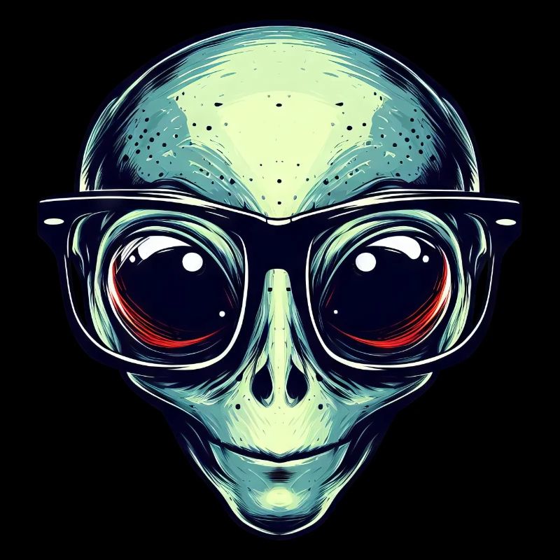 Nerdy alien with glasses
