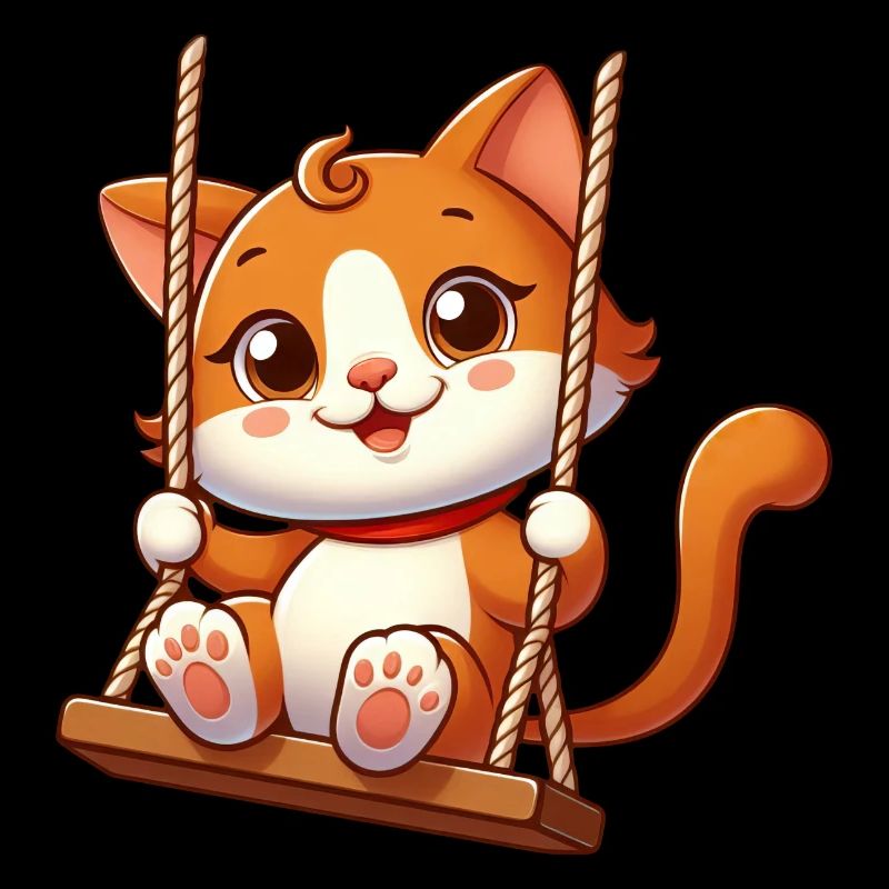 Chat de dessin animé mignon se balançant sur l’aire de jeux