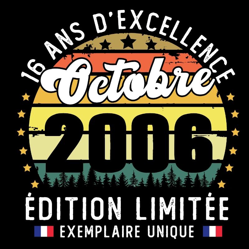 16 Ans Anniversaire Vintage Né en Octobre 2006