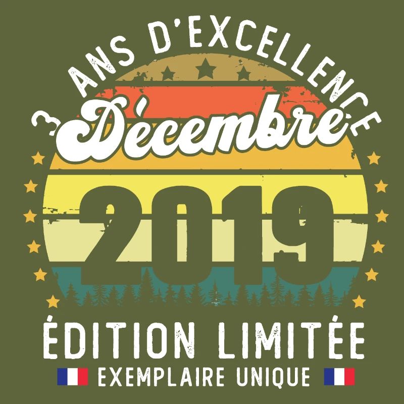 3 Ans Anniversaire Vintage Né en Décembre 2019