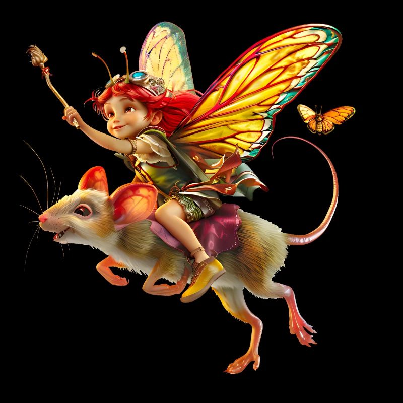 Fairy rides on mouse