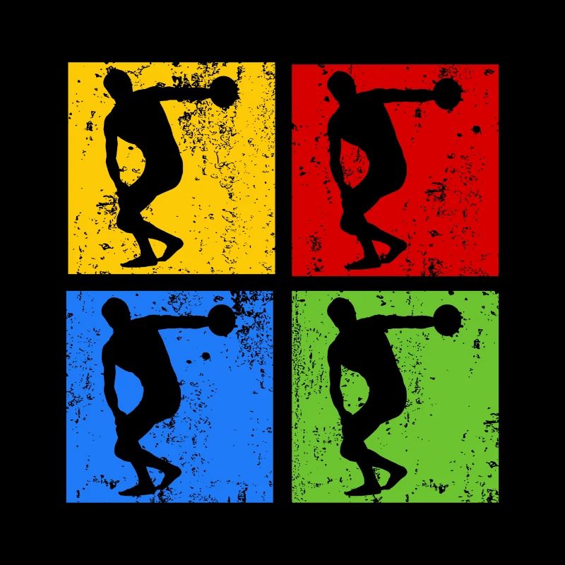 Diskuswurf Diskuswerfen Pop Art Retro Silhouette