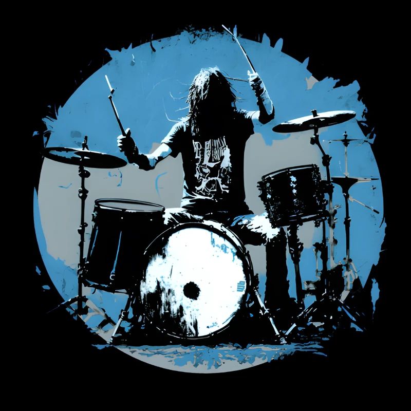 Drummer crazy blue