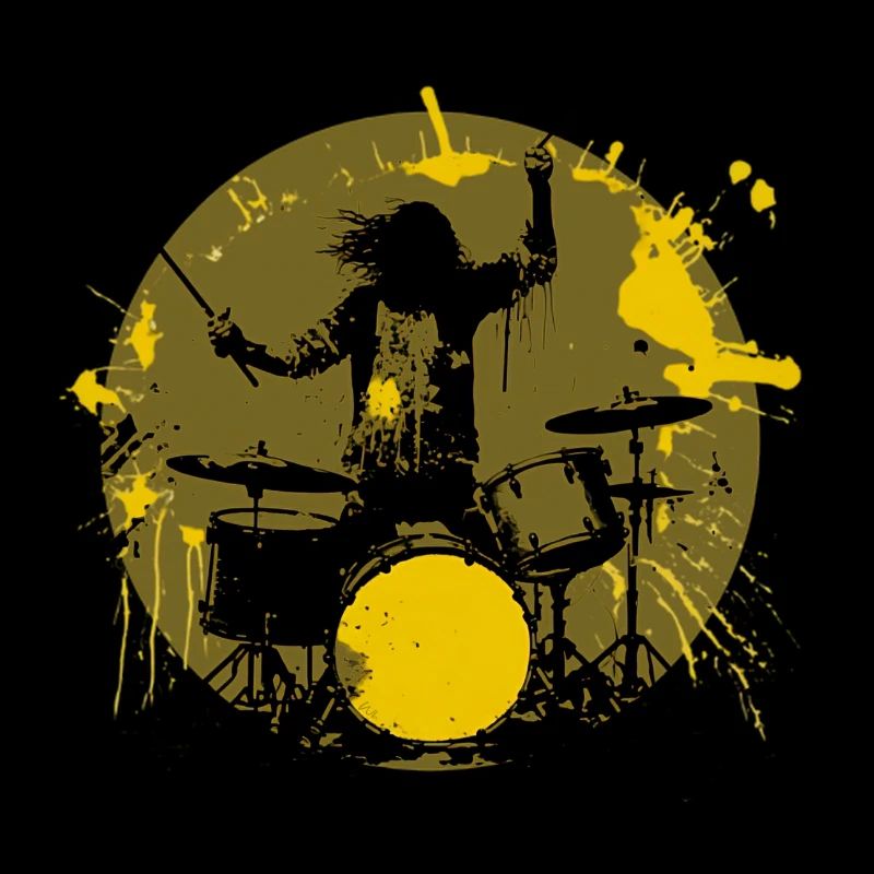 Drummer crazy yellow