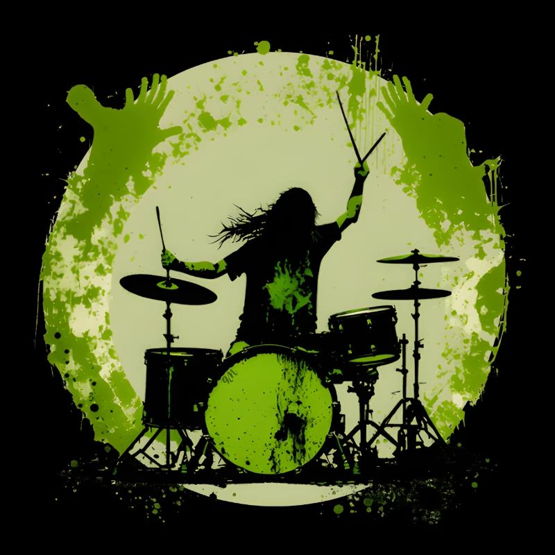 Drummer crazy green